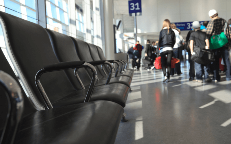 Aiport passengers boarding plane