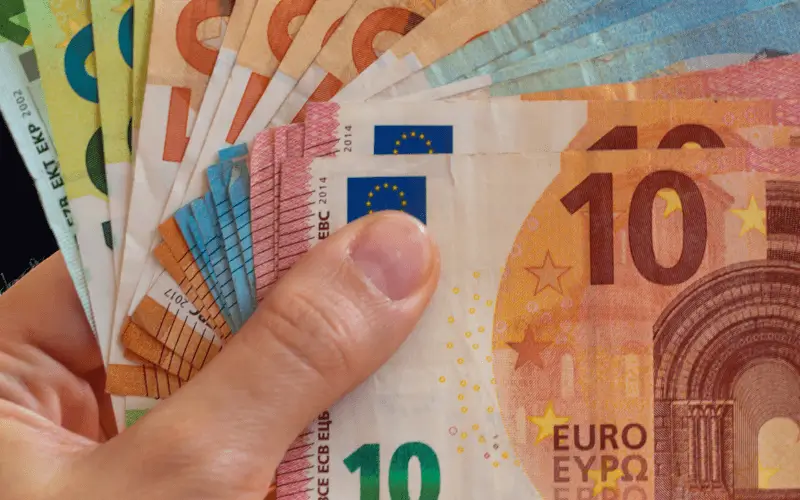 Holding Euro notes