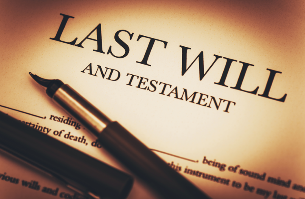 Last will and testament with ink pen