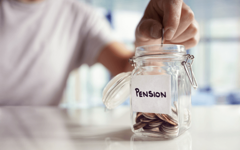 Glass jar with pension savings